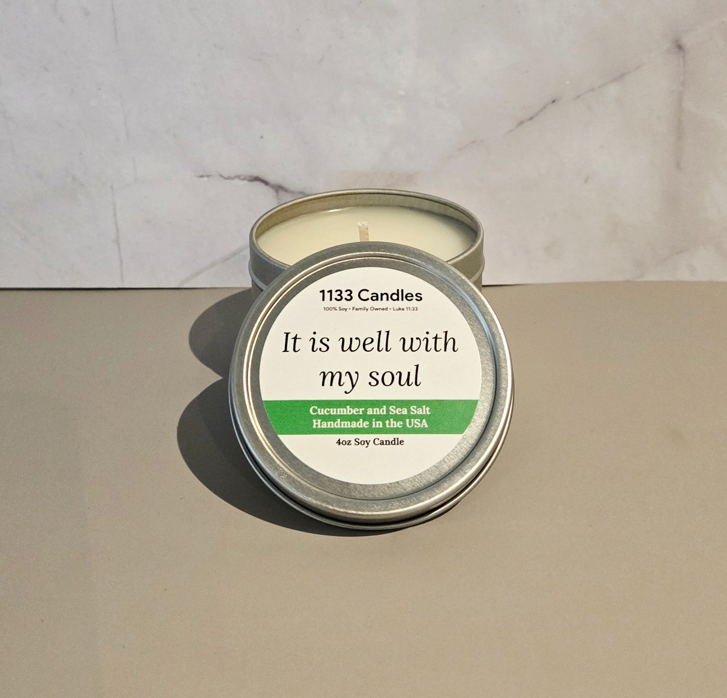 4oz Cucumber and Sea Salt Candle | It is well with my soul