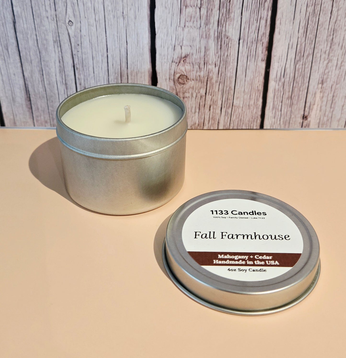 4oz Mahogany Cedar Candle | Fall Farmhouse Candle