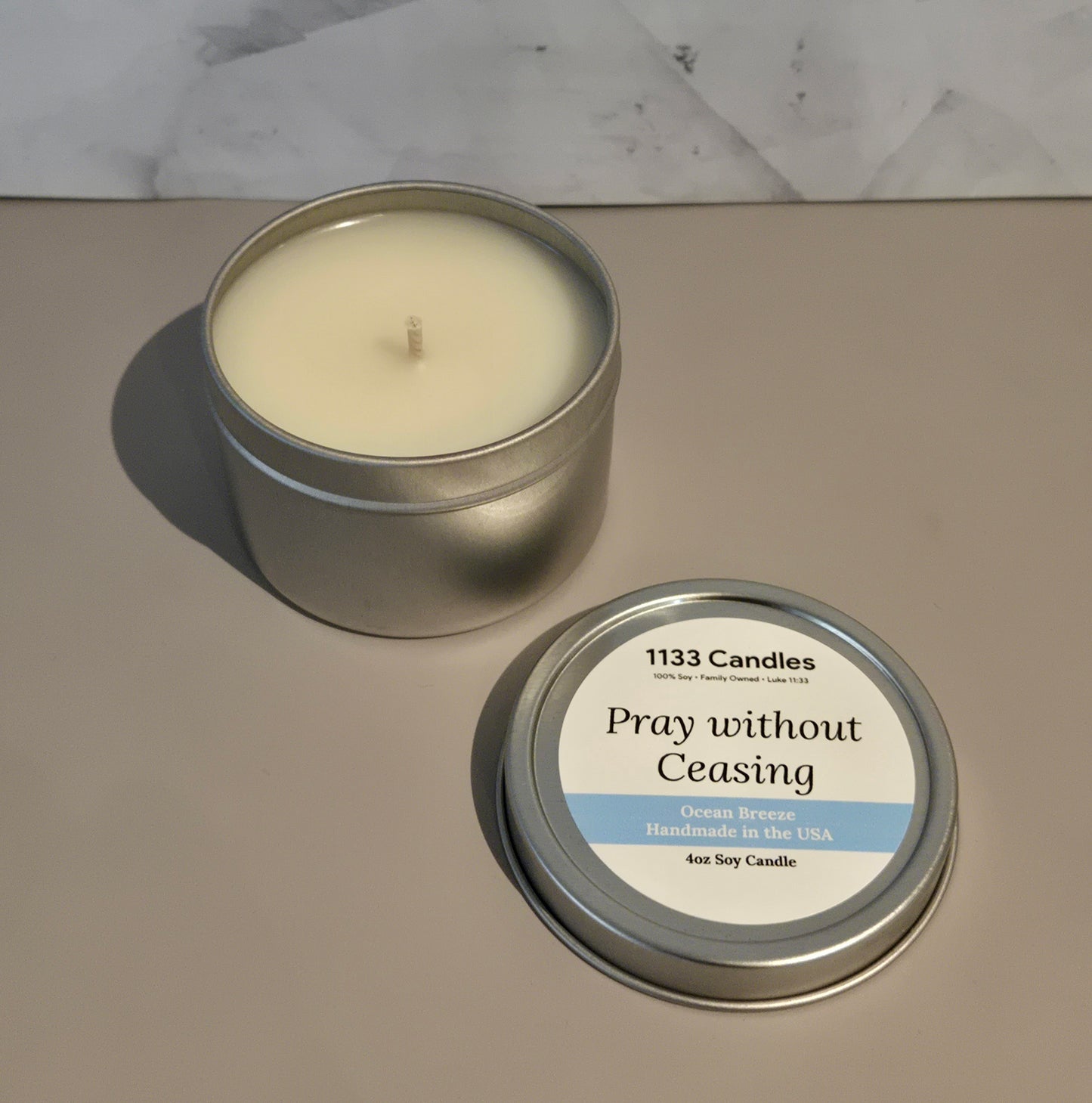 4oz Ocean Breeze Candle | Pray without Ceasing