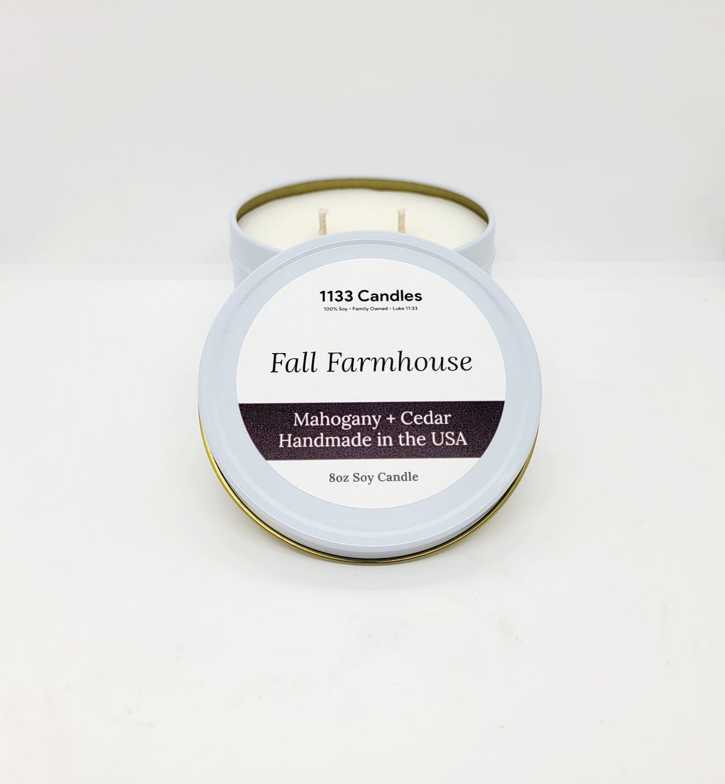 Fall Farmhouse 8oz Candle | Mahogany Cedar | Fall Candle