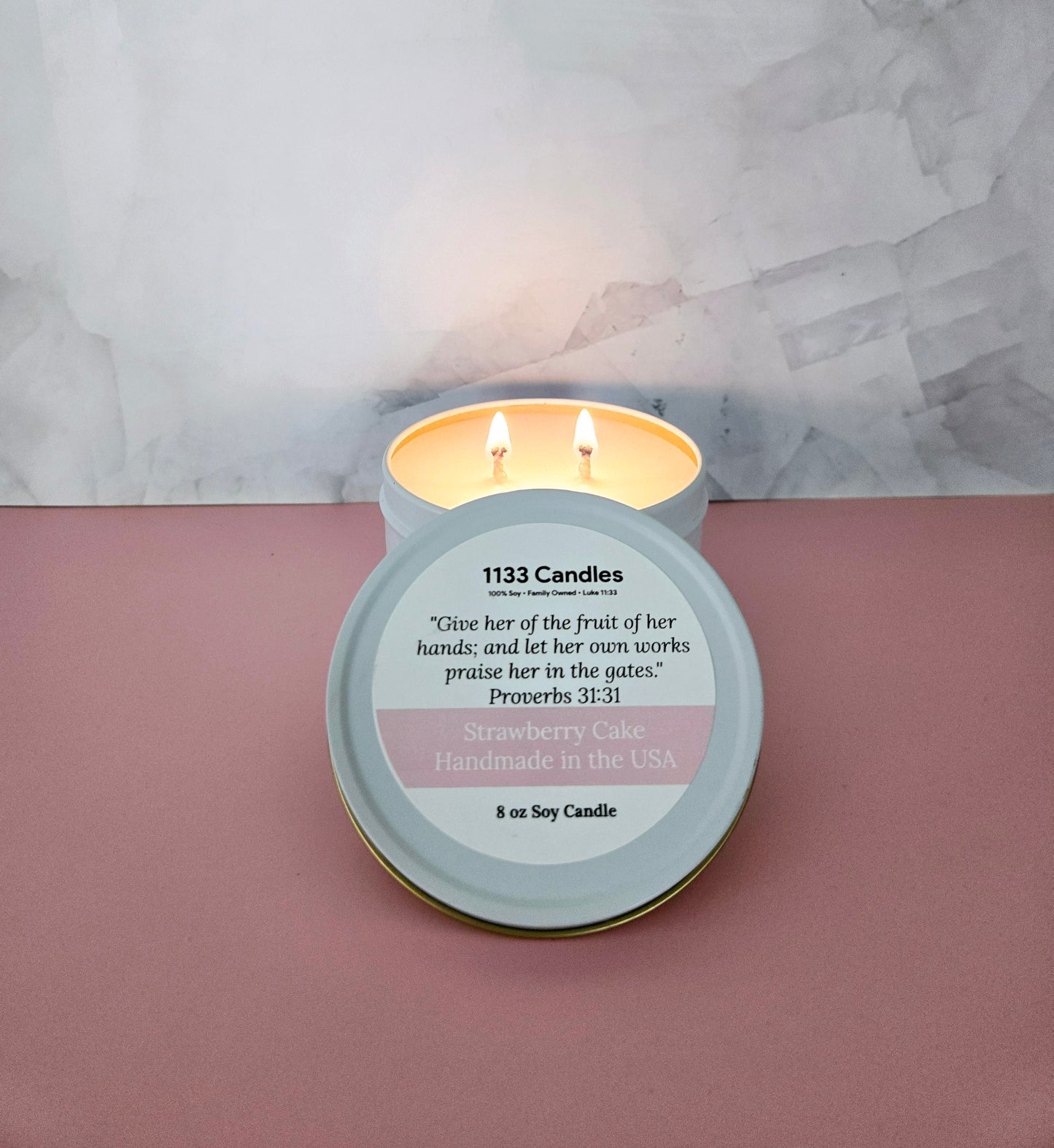 8oz Strawberry Cake Scented Candle | Mother's Day Gift | Proverbs 31