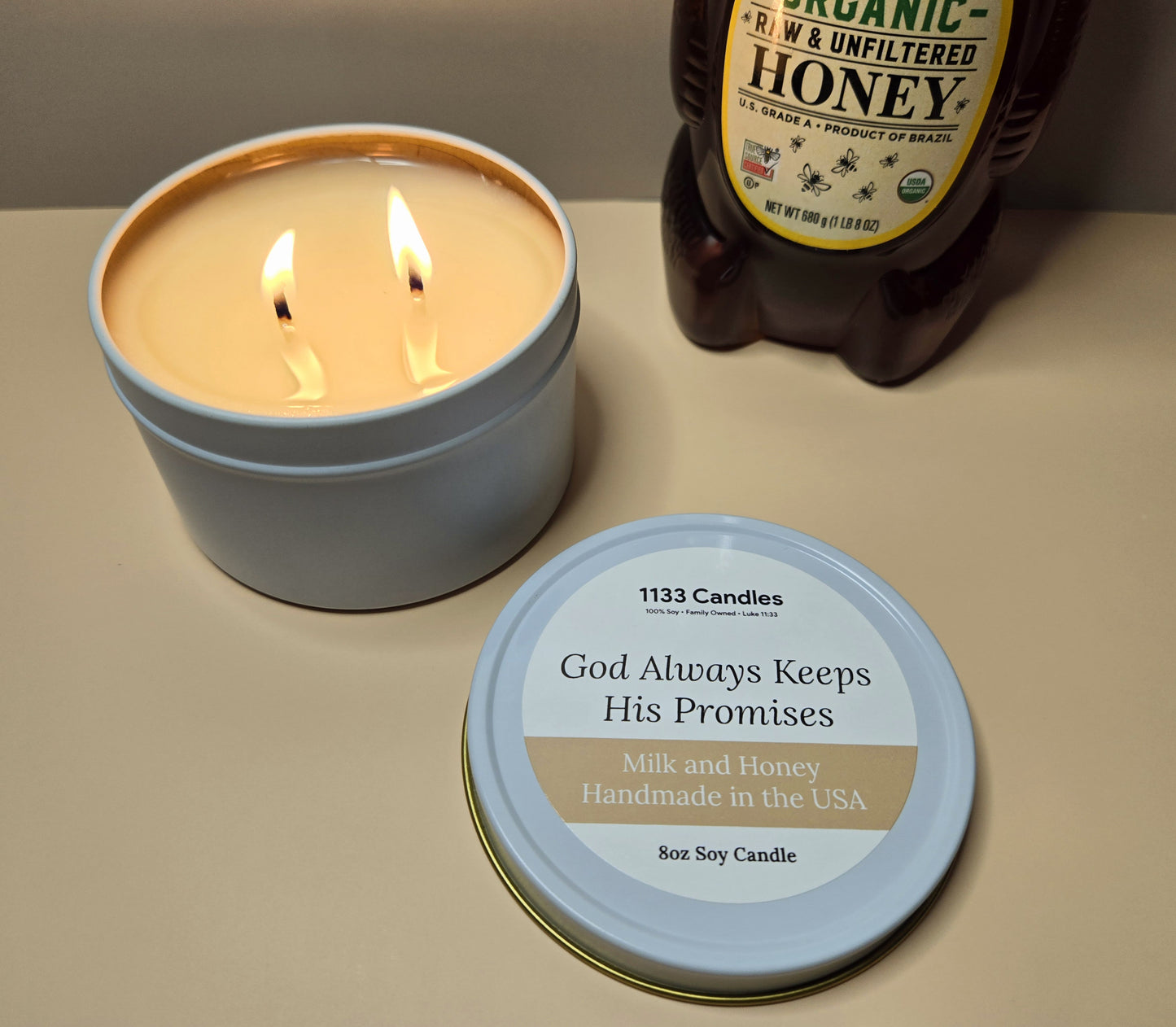 milk and honey scented candle