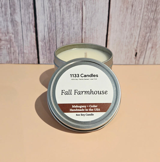 4oz Mahogany Cedar Candle | Fall Farmhouse Candle