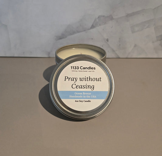 4oz Ocean Breeze Candle | Pray without Ceasing