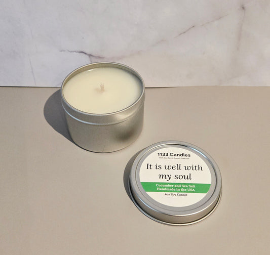 4oz Cucumber and Sea Salt Candle | It is well with my soul