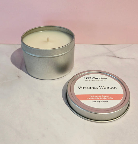 4oz Cashmere Sugar Candle | Virtuous Woman Mini Candle