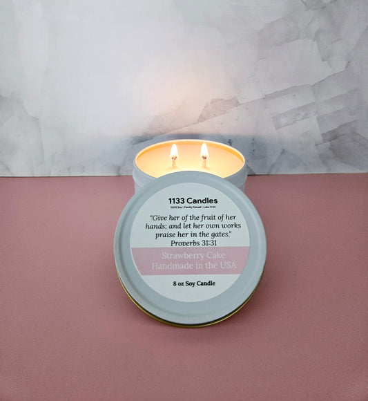 8oz Strawberry Cake Scented Candle | Mother's Day Gift | Proverbs 31