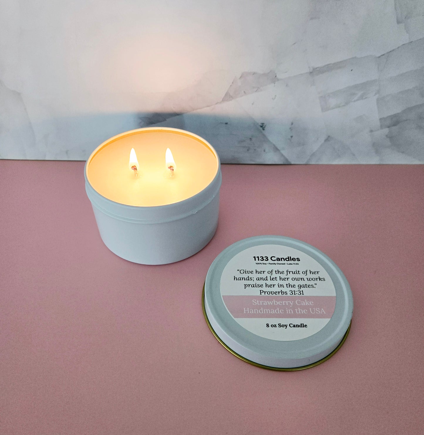 8oz Strawberry Cake Scented Candle | Mother's Day Gift | Proverbs 31