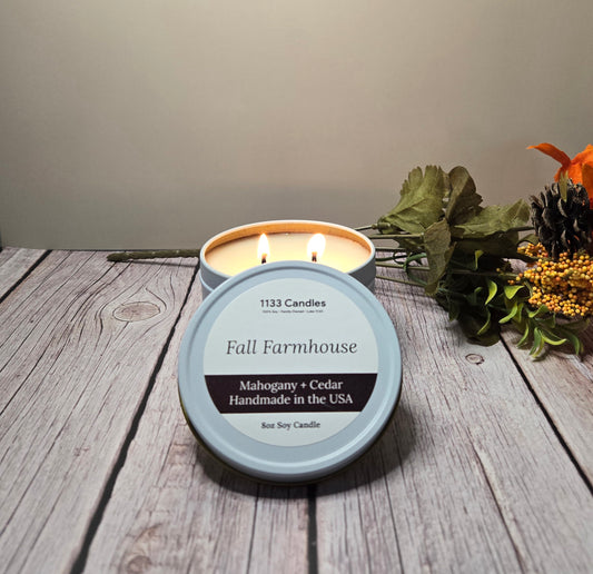 Fall Farmhouse 8oz Candle | Mahogany Cedar | Fall Candle