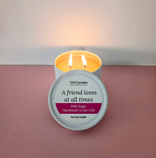 Gift for friend | 8oz Pink Sugar Soy Candle | Christian Gift