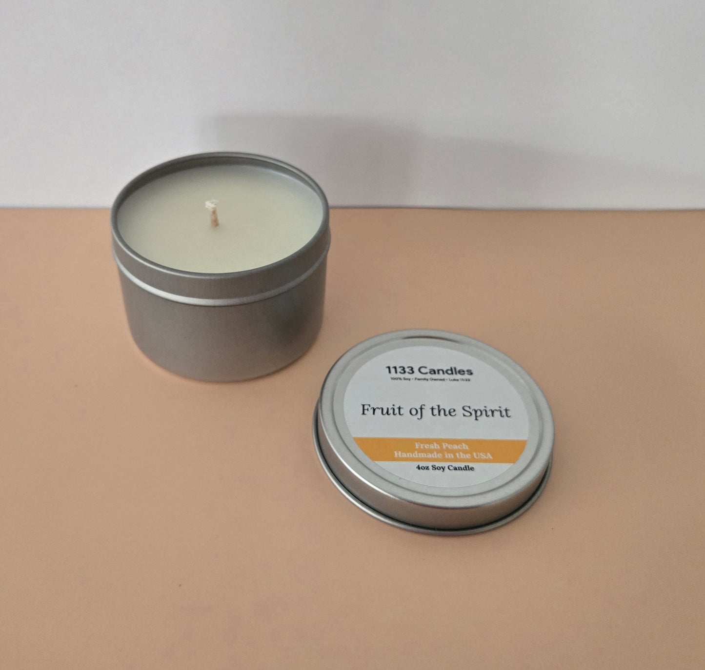 4oz Fresh Peach Soy Candle | Scripture Decor