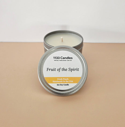 4oz Fresh Peach Soy Candle | Scripture Decor