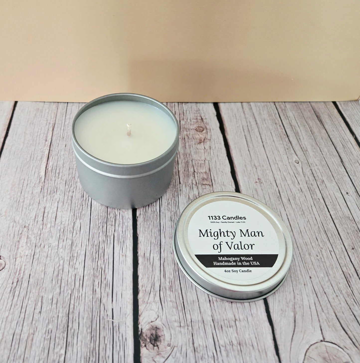 4oz Mahogany Wood Candle | Christian Gift for Men